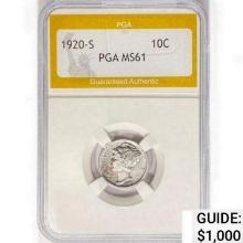 1920-S Mercury Silver Dime PGA MS61
