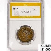 1849 Braided Hair Large Cent PGA AU58