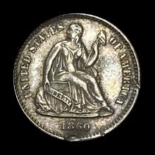 1860-O Seated Liberty Half Dime CLOSELY UNCIRCULATED