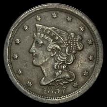 1857 Braided Hair Half Cent CLOSELY UNCIRCULATED