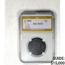 1802 Large Cent PGA AU55