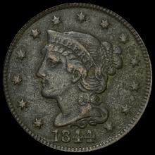 1844 Braided Hair Large Cent LIGHTLY CIRCULATED