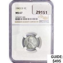 1943-D Wheat Cent NGC MS67