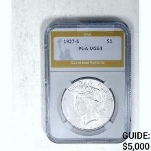 1927-S Peace Dollar PGA MS64