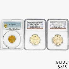 [3] 1909&2007 1C & Washington $1 NGC MS63/65