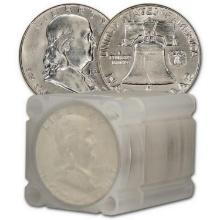 [20] Mixed Date Franklin Half Dollar Roll BU