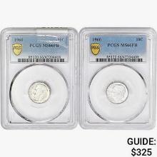 [2]1960 Roosevelt Dime PCGS MS66 FB