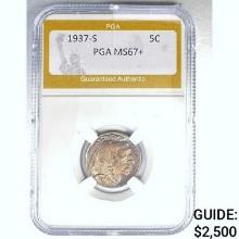 1937-S Buffalo Nickel PGA MS67+