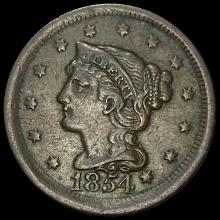 1854 Braided Hair Large Cent LIGHTLY CIRCULATED