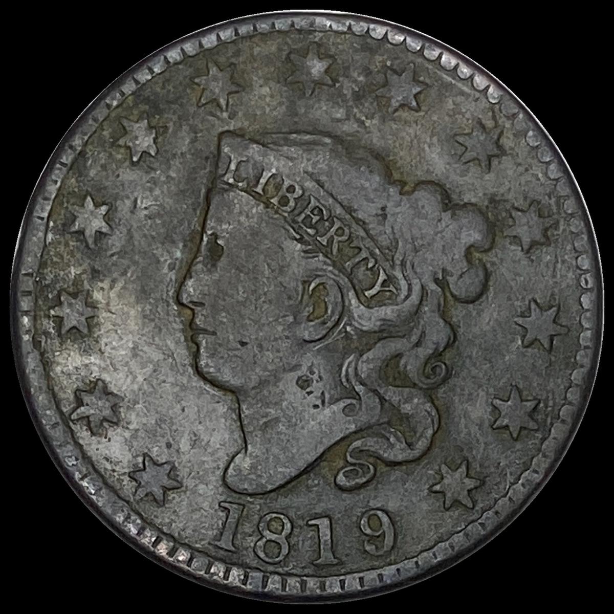 1819/8 Large Cent LIGHT CIRC