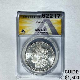 1883-CC Morgan Dollar ANACS MS63 CAMEO PL SILVER