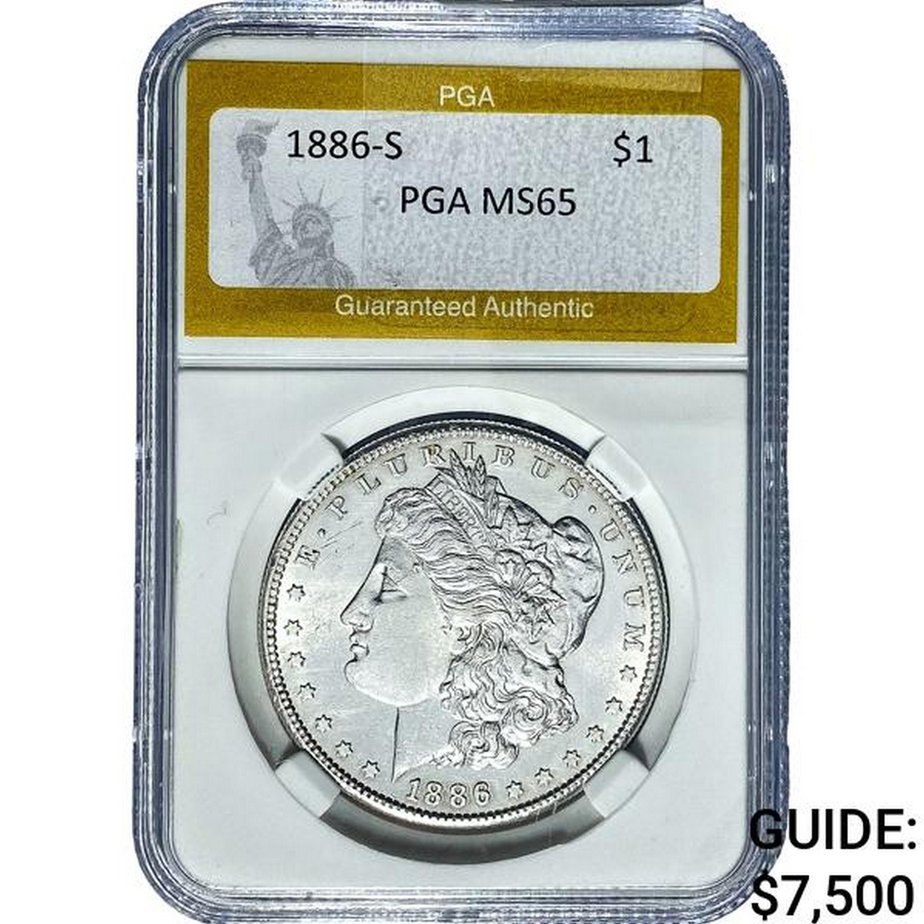 1886-S Morgan Silver Dollar PGA MS65