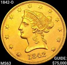 1842-O $10 Gold Eagle CHOICE BU