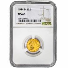 1914-D $2.50 Gold Quarter Eagle NGC MS60