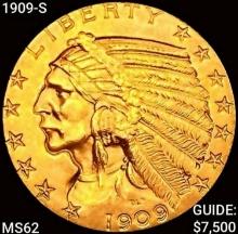 1909-S $5 Gold Half Eagle UNCIRCULATED