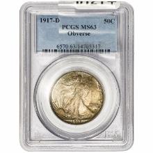 1917-D Walking Liberty Half Dollar PCGS MS63 Obverse