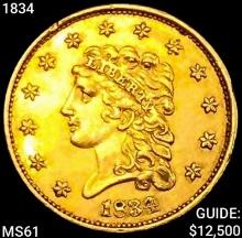 1834 $2.50 Gold Quarter Eagle UNCIRCULATED