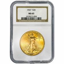 1927 $20 Gold Double Eagle NGC MS65