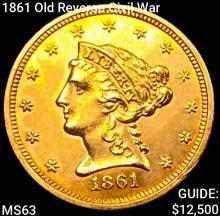 1861 Old Reverse Civil War $2.50 Gold Quarter Eagle CHOICE BU