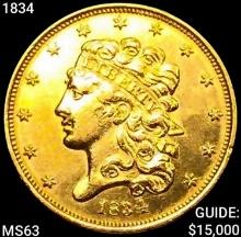 1834 $5 Gold Half Eagle CHOICE BU