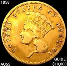 1858 $3 Gold Piece HIGH GRADE