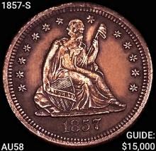 1857-S Seated Liberty Quarter CHOICE AU