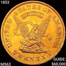 1853 900 Thous $20 Gold Assay CHOICE BU