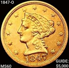 1847-O $2.50 Gold Quarter Eagle UNCIRCULATED