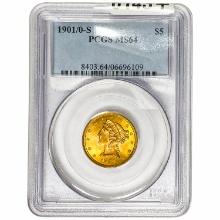 1901/0-S $5 Gold Half Eagle PCGS MS64