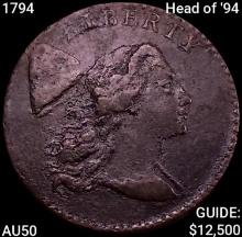 1794 Head of '94 Liberty Cap Large Cent CLOSELY UNCIRCULATED