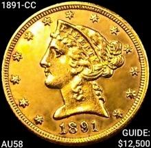 1891-CC $5 Gold Half Eagle CHOICE AU