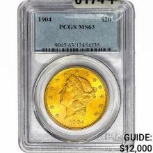 1904 $20 Gold Double Eagle PCGS MS63