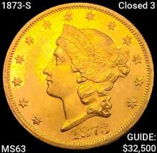 1873-S Closed 3 $20 Gold Double Eagle CHOICE BU