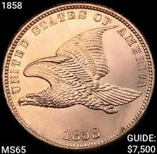 1858 Flowing Hair Cent GEM BU