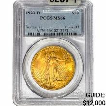 1923-D $20 Gold Double Eagle PCGS MS66