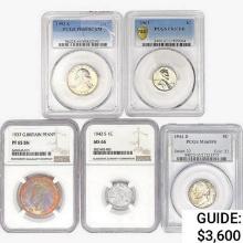 1937-1992 [5] Varied Coinage PCGS/NGC PF/MS