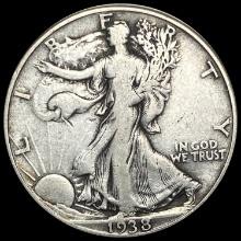 1938-D Silver Walking Liberty Half Dollar LIGHTLY CIRCULATED