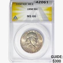 1958 Franklin Half Dollar ANACS MS66