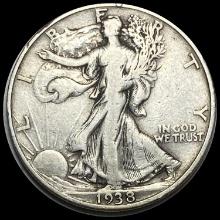 1938-D Silver Half Dollar Walking Liberty LIGHTLY CIRCULATED