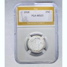 1918 25C Standing Liberty PGA MS63