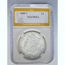 1888-S Morgan Dollar PGA MS63 SILVER
