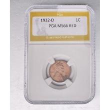 1932-D Lincoln Cent PGA MS66 RED