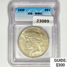 1926 Silver Peace Dollar ICG MS61