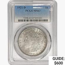 1921-D Morgan Silver Dollar PCGS MS63