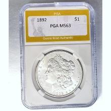 1892 Morgan Dollar PGA MS63 SILVER