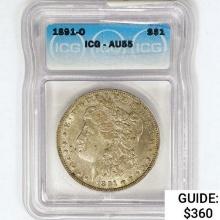 1891-O Morgan Silver Dollar ICG AU55