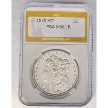 1878 8TF Morgan Dollar PGA MS63 PL SILVER
