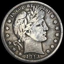 1913-S Silver Barber Half Dollar LIGHTLY CIRCULATED