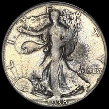 1938-D Silver Half Dollar Walking Liberty LIGHTLY CIRCULATED