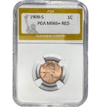 1909-S 1C Lincoln Cent PGA MS66+ RED